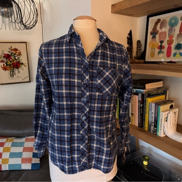 Sears Tops - Vintage blue plaid sears 70’s flannel